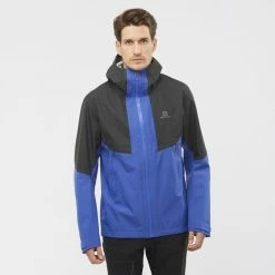 Vestes Randonnée SALOMON OUTLINE GTX HYBRID JKT M NAUTICAL BLUE 22 Bleu / Noir -Vêtements de randonnée Homme Soldes 9 100972 outline gtx hybrid jkt m nautical blue lc1710600 03