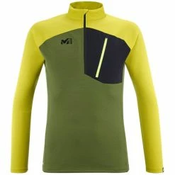 T-shirts Polos Randonnée MILLET MORPHO ZIP LS M FERN/WILD LIME 22 Vert / Noir