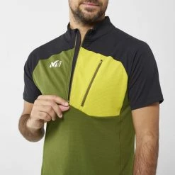 T-shirts Polos Randonnée MILLET MORPHO ZIP SS M FERN BLACK 22 Noir / Vert / Jaune -Vêtements de randonnée Homme Soldes 9 101298 morpho zip ss m fern noir miv9026 9453 04