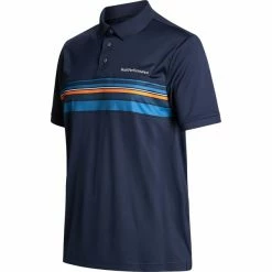 T-shirts Polos Randonnée PEAK PERFORMANCE M PLAYER PRINT POLO BLUE SHADOW 22 Bleu / Orange -Vêtements de randonnée Homme Soldes 9 102093 m player print polo blue shadow g77551020 03