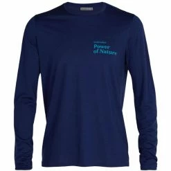 T-shirts Polos Randonnée ICEBREAKER M TECH LITE II LS TEE POWER OF NATURE ROYAL NAVY 22 Bleu