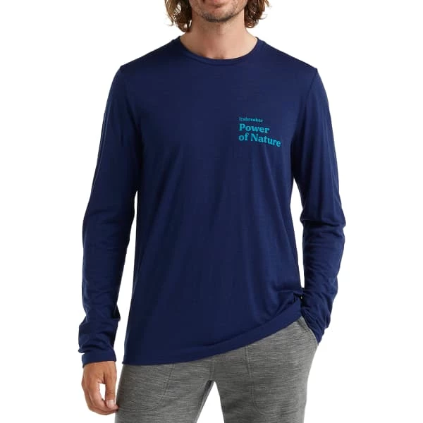 T-shirts Polos Randonnée ICEBREAKER M TECH LITE II LS TEE POWER OF NATURE ROYAL NAVY 22 Bleu 2 T-shirts Polos Randonnée ICEBREAKER M TECH LITE II LS TEE POWER OF NATURE ROYAL NAVY 22 Bleu – Image 2