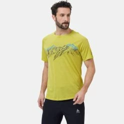T-shirts Polos Randonnée ODLO CONCORD SUMMIT PRINT S/S CREW NECK CITRONELLE MELANGE 22 Vert -Vêtements de randonnée Homme Soldes 9 103826 551052 50036 03