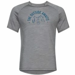 T-shirts Polos Randonnée ODLO CONCORD BIKE PRINT S/S CREW NECK GREY MELANGE 22 Gris