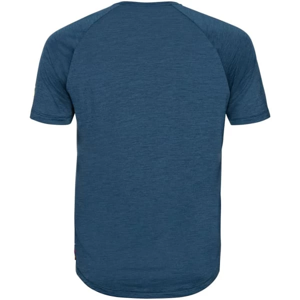 T-shirts Polos Randonnée ODLO CONCORD SEASONAL PRINT S/S CREW NECK BLUE WING TEAL MELANGE 22 Bleu 2 T-shirts Polos Randonnée ODLO CONCORD SEASONAL PRINT S/S CREW NECK BLUE WING TEAL MELANGE 22 Bleu – Image 2