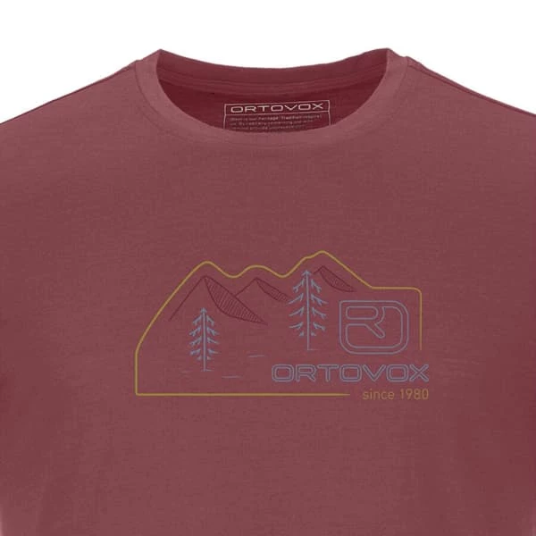 T-shirts Polos Randonnée ORTOVOX 140 COOL VINTAGE BADGE TS M MOUNTAIN PINK 22 Rouge 3 T-shirts Polos Randonnée ORTOVOX 140 COOL VINTAGE BADGE TS M MOUNTAIN PINK 22 Rouge – Image 3