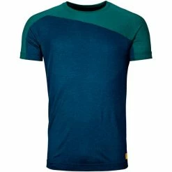 T-shirts Polos Randonnée ORTOVOX 170 COOL HORIZONTAL TS M PETROL BLUE BLEND 22 Vert / Bleu