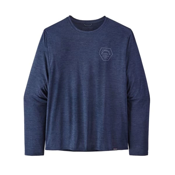 T-shirts Polos Randonnée PATAGONIA M'S L/S CAP COOL DAILY GRAPHIC SHIRT CLEAN CLIMB HEX NEW NAVY X-DYE 23 Bleu 3 T-shirts Polos Randonnée PATAGONIA M'S L/S CAP COOL DAILY GRAPHIC SHIRT CLEAN CLIMB HEX NEW NAVY X-DYE 23 Bleu – Image 3