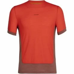 T-shirts Polos Randonnée ICEBREAKER M ZONEKNIT SS TEE LAVA/GRAPE/CB 22 Rouge