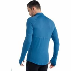 T-shirts Polos Randonnée ICEBREAKER M 150 ZONE LS HALF ZIP AZUL/HAZE 22 Bleu -Vêtements de randonnée Homme Soldes 9 106037 m 150 zone ls half zip azul haze ib104348362 03