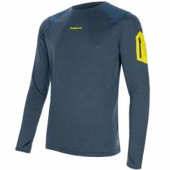 T-shirts Polos Randonnée TRANGOWORLD T-SHIRT TRX2 PRO LONG M MOROCAN BLUE 22 Bleu / Jaune