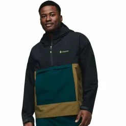 Vestes Randonnée COTOPAXI CIELO RAIN ANORAK BLACK 23 Noir / Vert