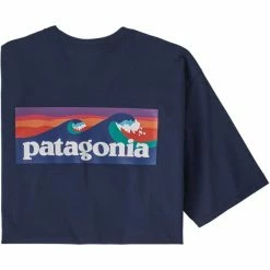 T-shirts Polos Randonnée PATAGONIA M'S BOARDSHORT LOGO POCKET RESPONSIBILI-TEE STONE BLUE 23 Bleu
