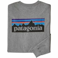 T-shirts Polos Randonnée PATAGONIA M'S L/S P6 LOGO RESPONSIBILI-TEE GRAVEL HEATHER 23 Gris
