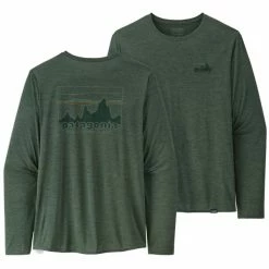 T-shirts Polos Randonnée PATAGONIA M'S L/S CAP COOL DAILY GRAPHIC SHIRT '73 SKYLINE: PINYON GREEN X-DYE 23 Vert