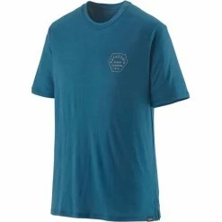 T-shirts Polos Randonnée PATAGONIA M'S CAP COOL MERINO GRAPHIC SHIRT CLEAN CLIMB HEX: WAVY BLUE 23 Bleu
