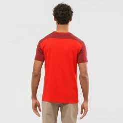 T-shirts Polos Randonnée SALOMON ESSENTIAL COLORBLOC FIERY RED 22 Rouge -Vêtements de randonnée Homme Soldes 9 115927 essential colorbloc fiery red lc1716000 03