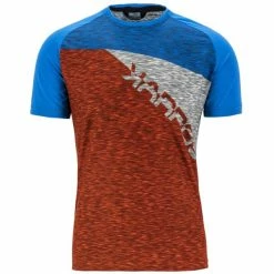 T-shirts Polos Randonnée KARPOS CRODA ROSSA JERSEY TANGERINE T/INDIGO B 22 Bleu / Gris / Rouge