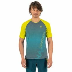 T-shirts Polos Randonnée KARPOS MOVED EVO JERSEY REFL POND/SULPHUR S 22 Bleu / Jaune