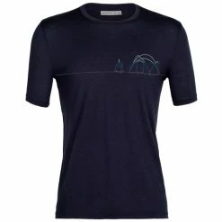 Vêtements de randonnée Homme Soldes 12 T-shirts Polos Randonnée ICEBREAKER M TECH LITE II SS TEE SINGLE LINE CAMP MIDNIGHT NAVY 22 Bleu