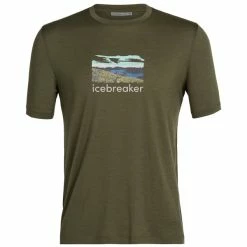T-shirts Polos Randonnée ICEBREAKER M TECH LITE II SS TEE TRAILHEAD LODEN 22 Vert