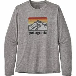 T-shirts Polos Randonnée PATAGONIA M'S L/S CAP COOL DAILY GRAPHIC SHIRT LINE LOGO RIDGE:FEATHER GREY 22 Gris
