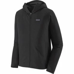Vestes Randonnée PATAGONIA M'S R1 TECHFACE HOODY BLACK 23 Noir