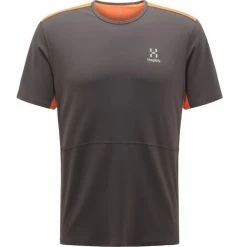 T-shirts Polos Randonnée HAGLÖFS L.I.M CROWN TEE MEN MAGNETITE/FLAME ORANGE 21 Gris / Orange