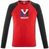 T-shirts Polos Randonnée MILLET TRILOGY LOGO WOOL TS LS M 23 Rouge / Noir