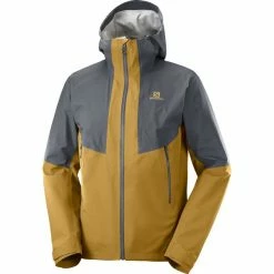 Vestes Randonnée SALOMON OUTLINE GTX HYBRID JKT M EBONY/BRONZE B 22 Gris / Marron