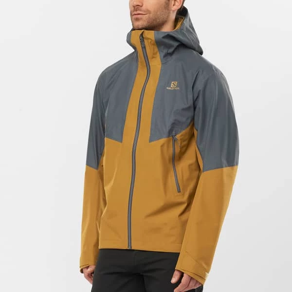 Vestes Randonnée SALOMON OUTLINE GTX HYBRID JKT M EBONY/BRONZE B 22 Gris / Marron 3 Vestes Randonnée SALOMON OUTLINE GTX HYBRID JKT M EBONY/BRONZE B 22 Gris / Marron – Image 3