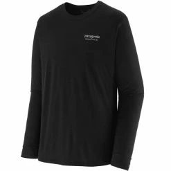 T-shirts Polos Randonnée PATAGONIA M'S L/S CAP COOL MERINO GRAPHIC SHIRT HERITAGE HEADER BLACK 23 Noir