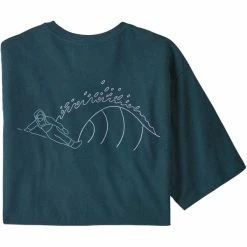 T-shirts Polos Randonnée PATAGONIA M'S SURF SNOW RESPONSIBILITEE DARK BOREALIS GREEN 22 Bleu