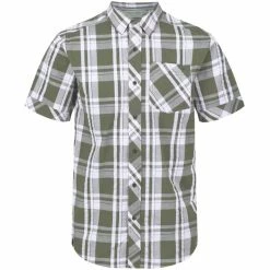 Chemises Randonnée REGATTA DEAKIN III WHITE/CAMOGR 21 Blanc / Vert