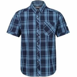 Chemises Randonnée REGATTA DEAKIN III NAVY CHECK 21 Bleu