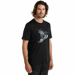T-shirts Polos Randonnée ICEBREAKER TECH LITE II SS TEE SKI RIDER BLACK 22 Noir -Vêtements de randonnée Homme Soldes 9 95512 tech lite ii ss tee ski rider black ib0a59j1001 04