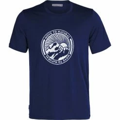 T-shirts Polos Randonnée ICEBREAKER TECH LITE II SS TEE MOVE TO NATURAL ROYAL NAVY 22 Bleu